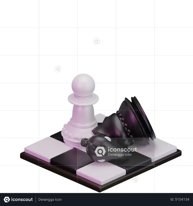 White pawn kill Black Knight  3D Icon
