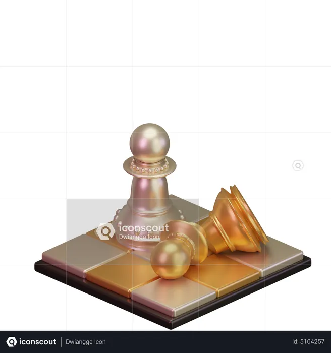 White pawn kill Black pawn  3D Icon