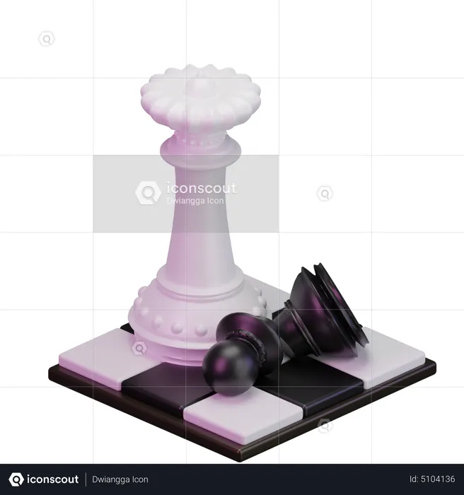 White Queen kill Black pawn  3D Icon