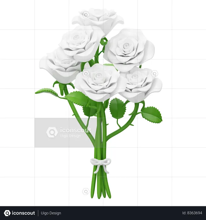 White Rose Bouquet  3D Icon