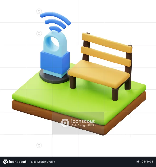 Wi-Fi Hotspot with Bench  3D Icon