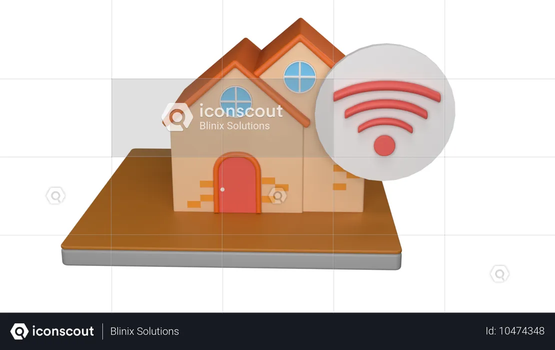 Casa wifi  3D Icon