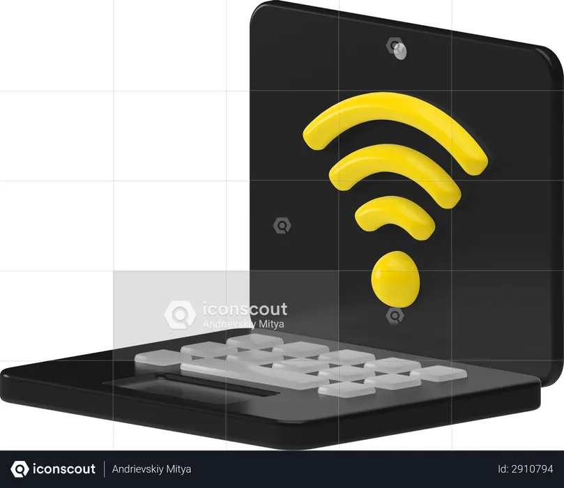 WIFI Connection on Laptop  3D Illustration