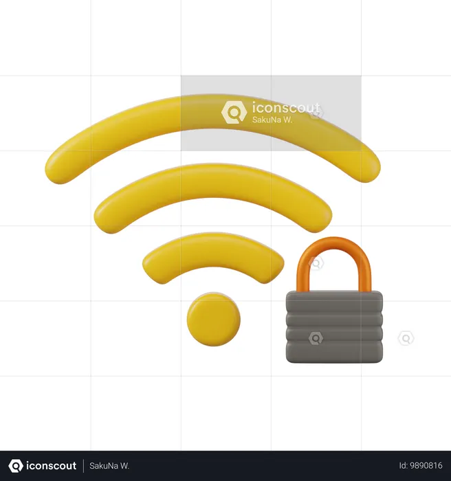 Verrouillage Wi-Fi  3D Icon