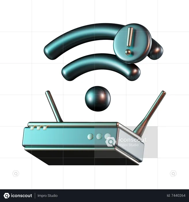 Wifi Signal Exclamation  3D Icon