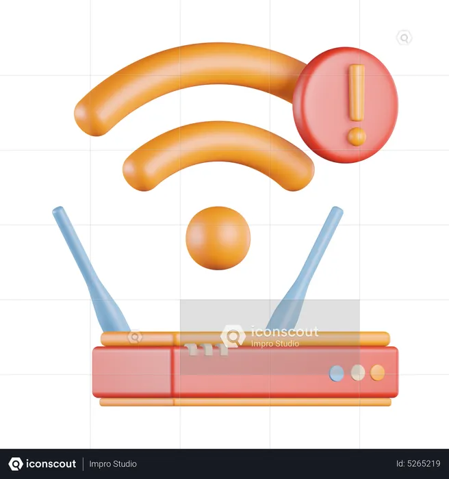 Wifi Signal Exclamation Alert  3D Icon