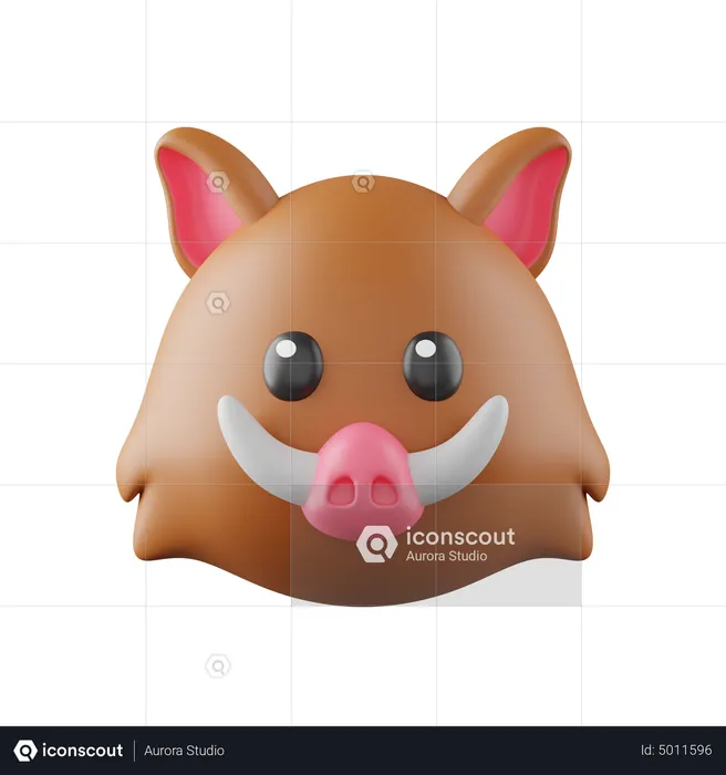 Wild Boar Emoji 3D Icon