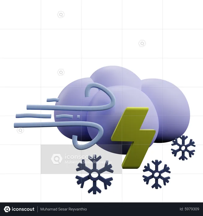 Windig blitz schnee wolke  3D Icon