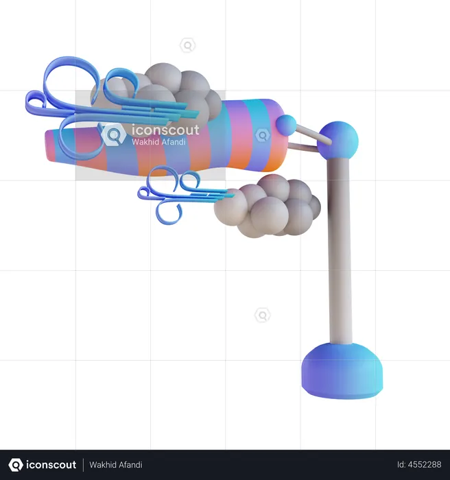 Wind Direction With Cloud  3D Illustration