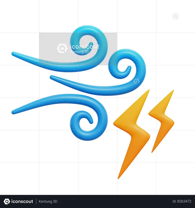 Wind Lightning  3D Icon