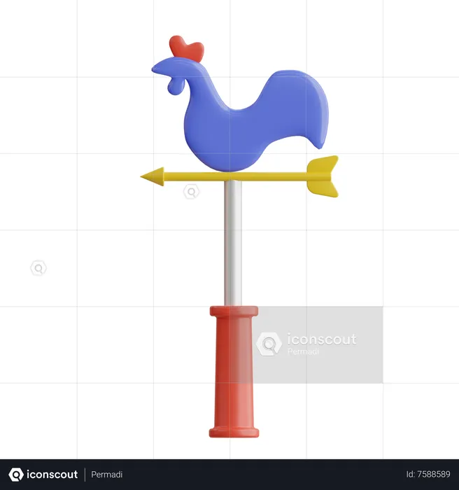 Wind Rooster  3D Icon