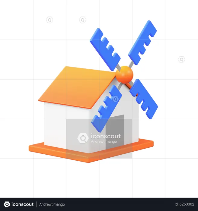 Wind Turbine  3D Icon