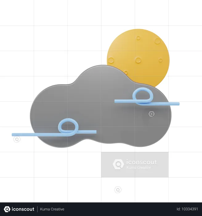 Windige bewölkte Nacht  3D Icon