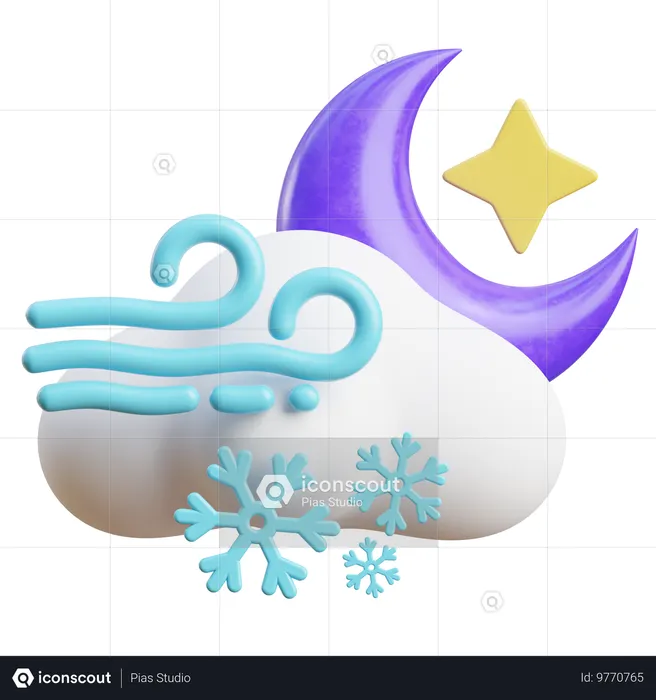 Windige Schneenacht  3D Icon