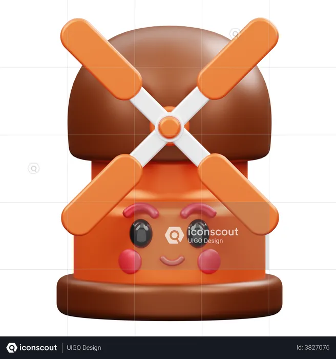 Windmill Emoji 3D Illustration