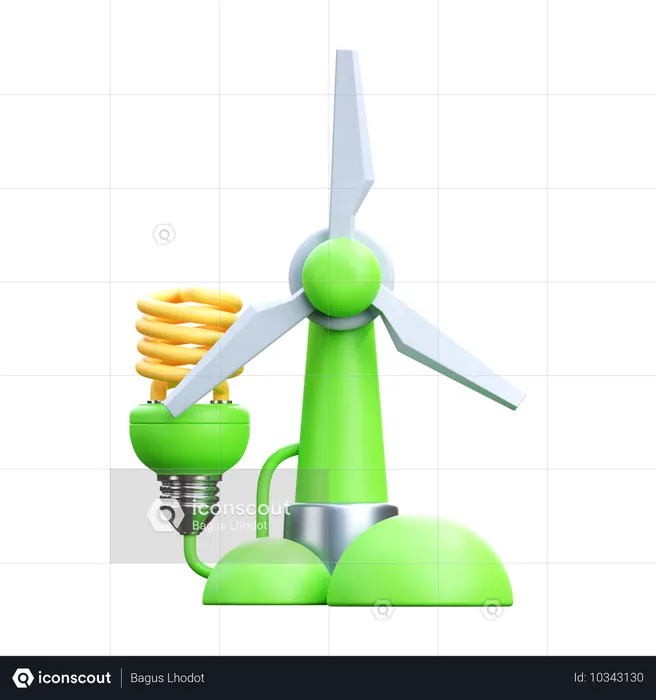 Windmill Electricity  3D Icon