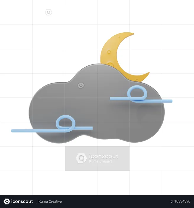 Windy Cloudy Night  3D Icon