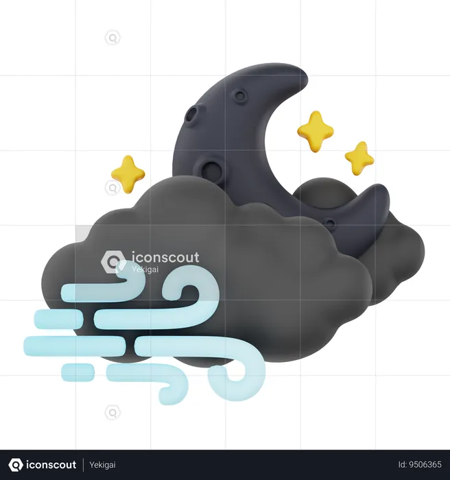 Windy Cloudy Night  3D Icon