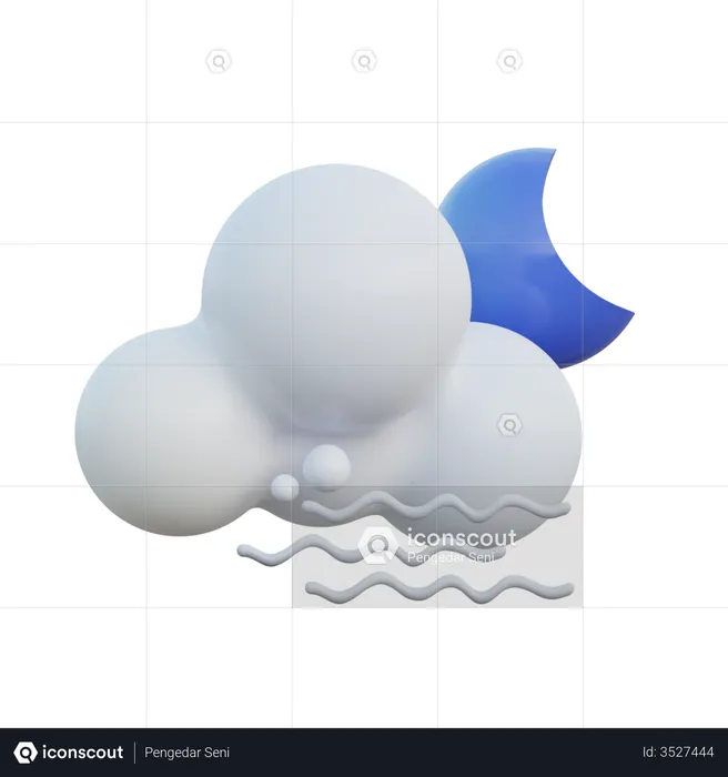 Windy Cloudy Night  3D Icon