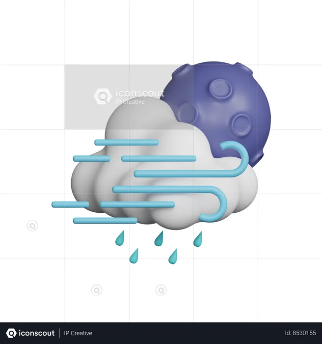 Windy Drizzle Night  3D Icon