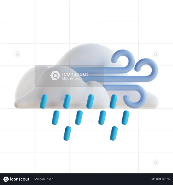 風雨  3D Icon