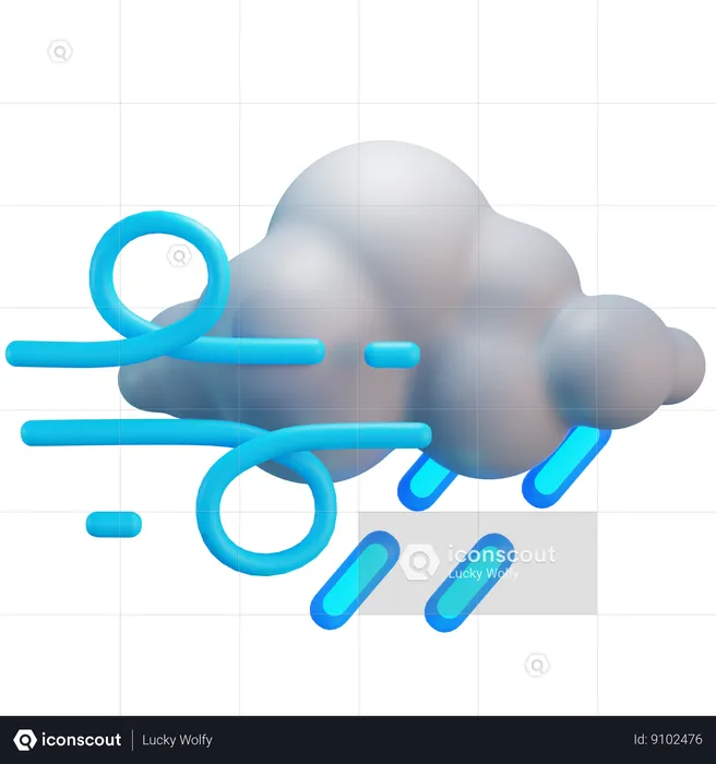 Windy Rain  3D Icon