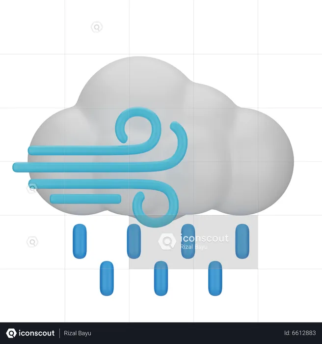Windy Rain  3D Icon