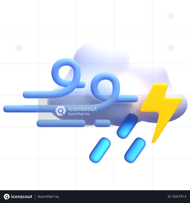 Windy Rain And Thunder  3D Icon