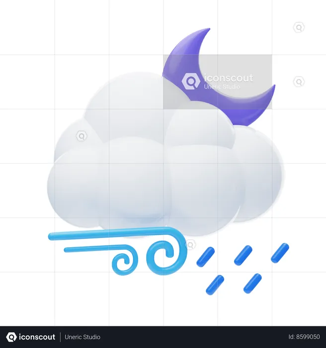 Windy Rainy Night  3D Icon