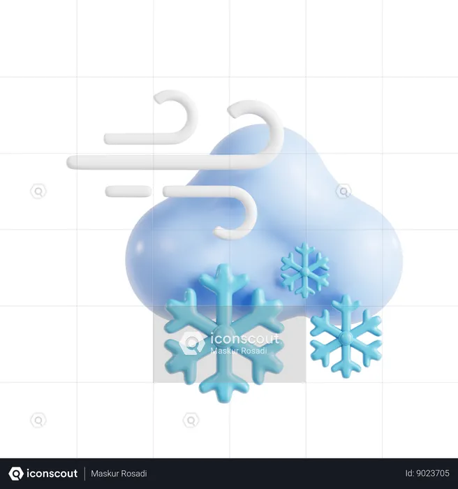Windy Snow Cloud  3D Icon