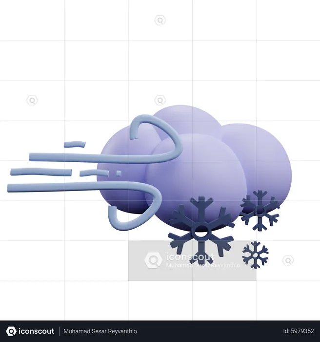 Windy snow cloud  3D Icon