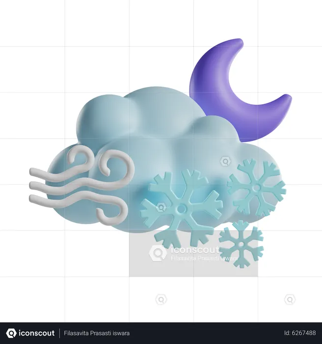 Windy Snow Night  3D Icon