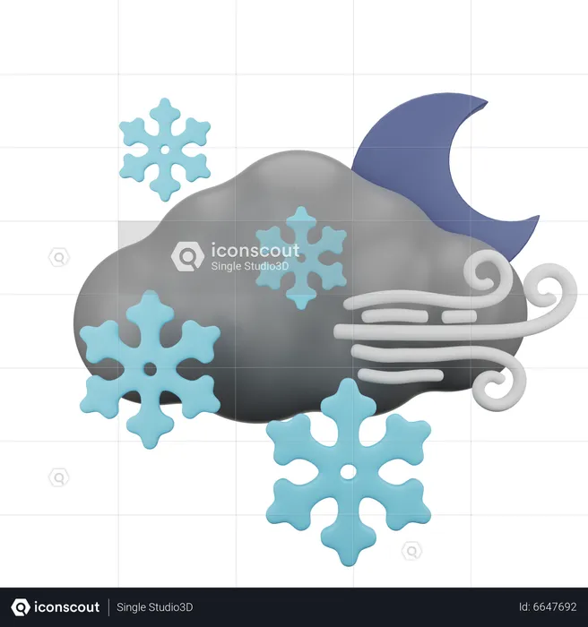 Windy Snowfall At Night  3D Icon