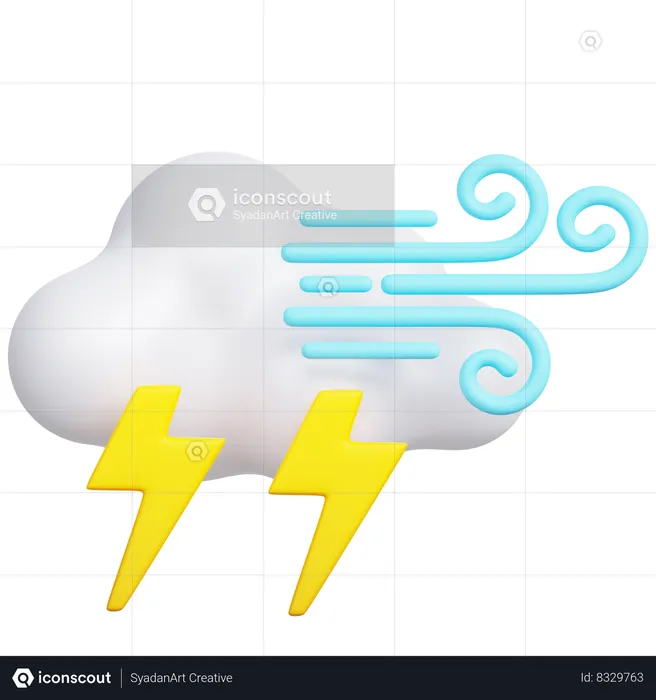 Windy Thunderstorm  3D Icon