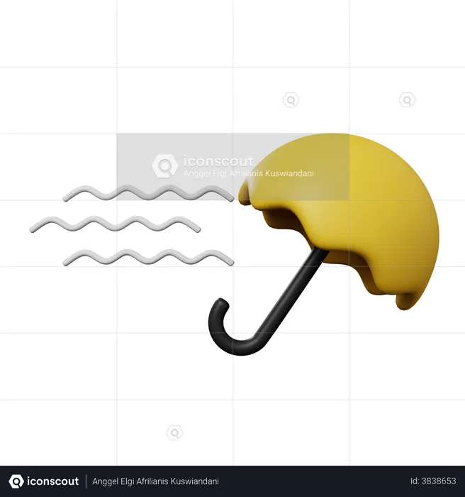 Windy Umbrella  3D Illustration