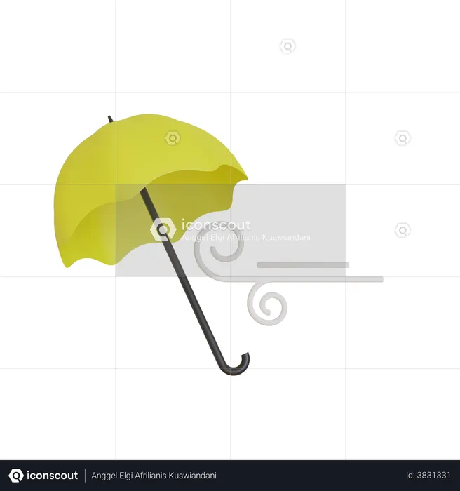 Windy Umbrella  3D Illustration