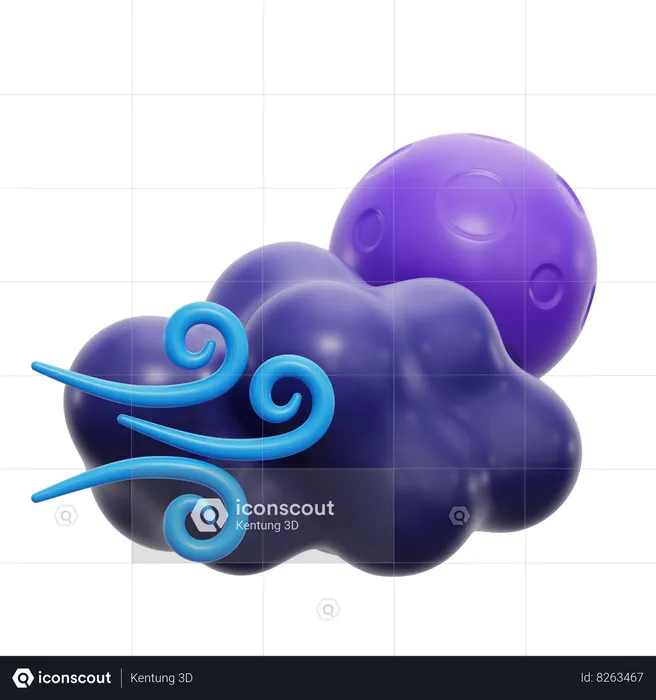 Windy Weather Night  3D Icon