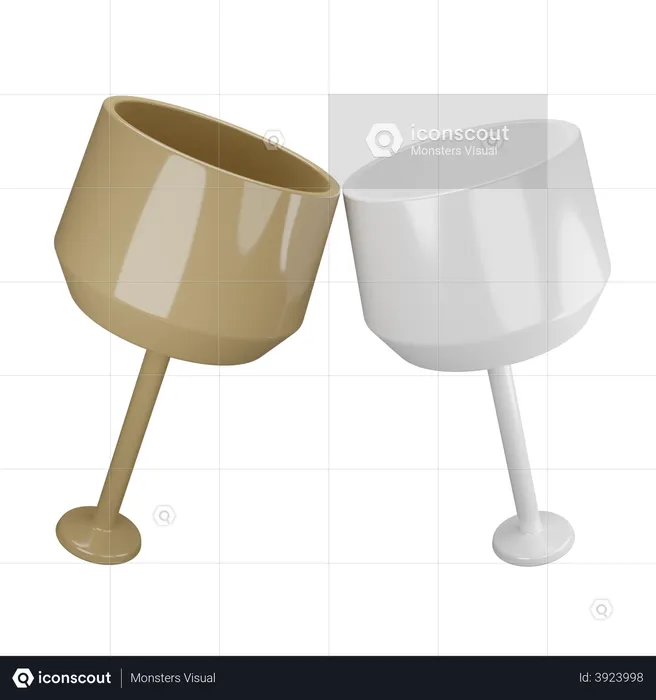 Wine glasses  3D Illustration