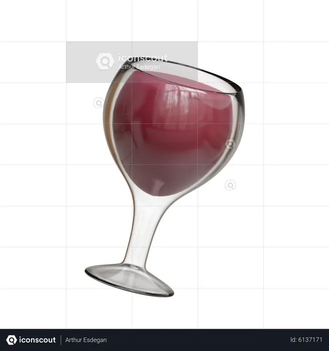 Wine Red Glass  3D Icon