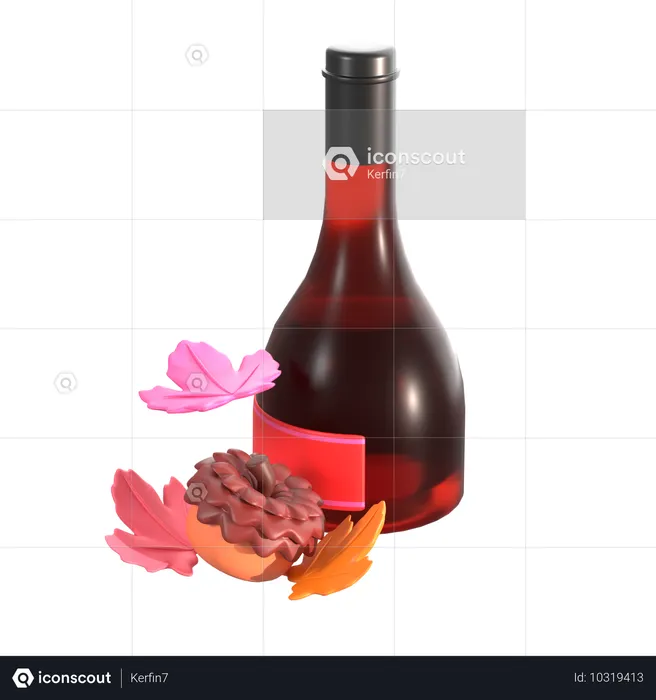 Wine with nuts  3D Icon