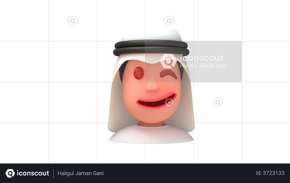 Premium Wink Arab Man Emoji 3d Illustration Download In Png Obj Or Blend Format