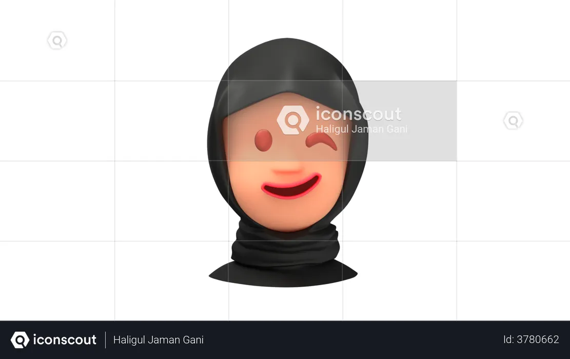 Wink Arab Woman emoji Emoji 3D Emoji