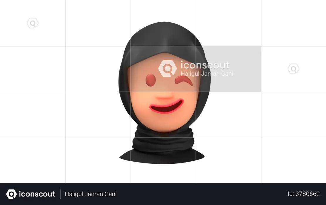 Wink Arab Woman emoji Emoji 3D Illustration