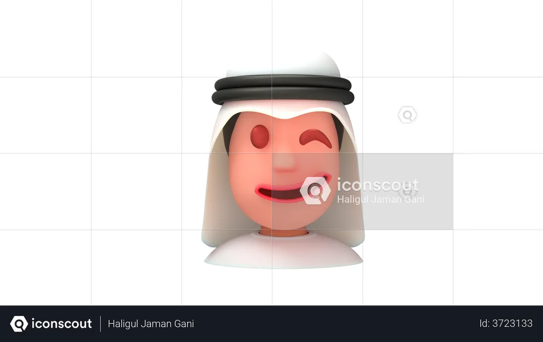 Piscadela homem árabe Emoji 3D Emoji