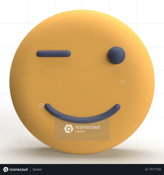 Wink Emoji Logo 3D Icon