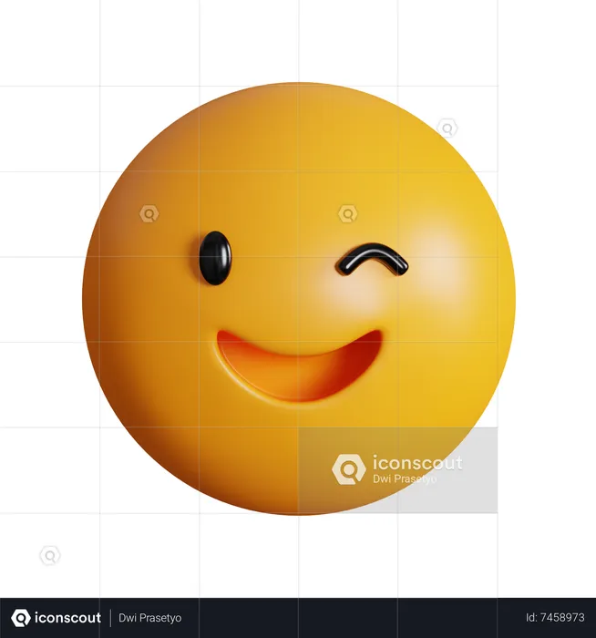 Wink Face Emoji 3D Icon