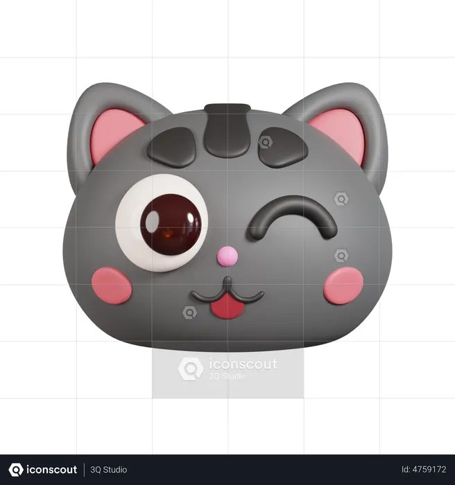 Winking Cat Emoji Emoji 3D Illustration