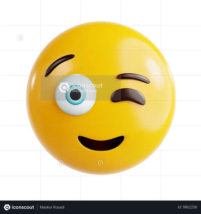 ウインクの絵文字 Emoji 3D Icon