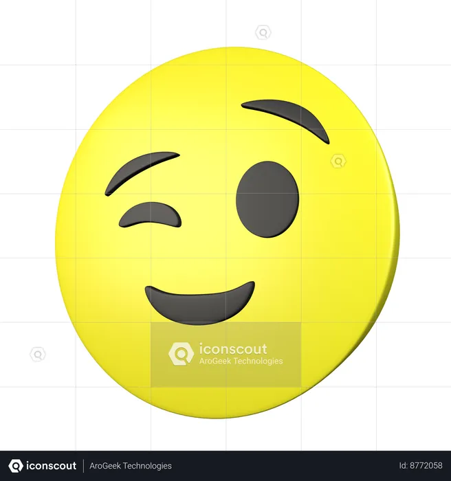 Winking Face Emoji 3D Icon