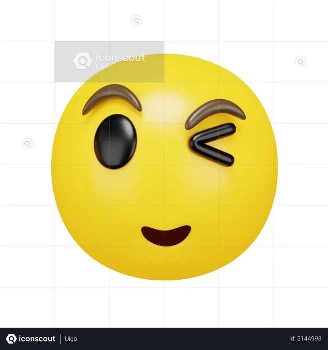Winking Face Emoji 3D Emoji